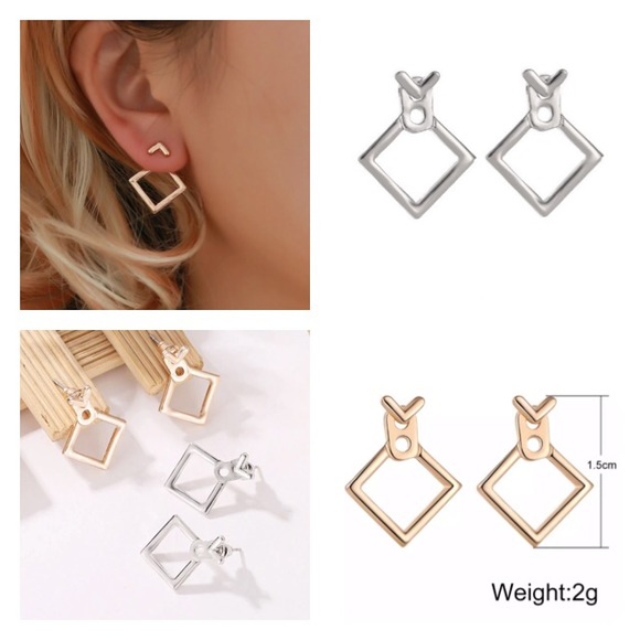 NEW!💙💎MINIMALIST!💛GOLDEN💛V SQUARE💛STUDS!💎💙 - Picture 5 of 8